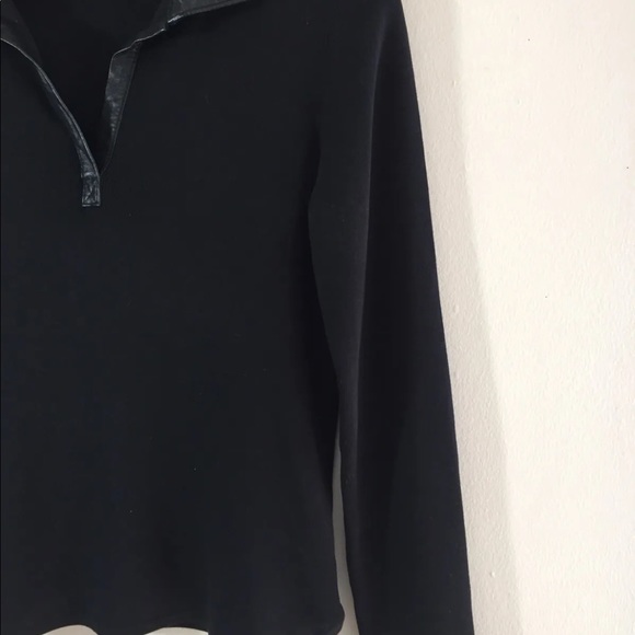 Geoffrey Beene Women Sweater Leather Collar Black Medium Silk Blend - Picture 5 of 10